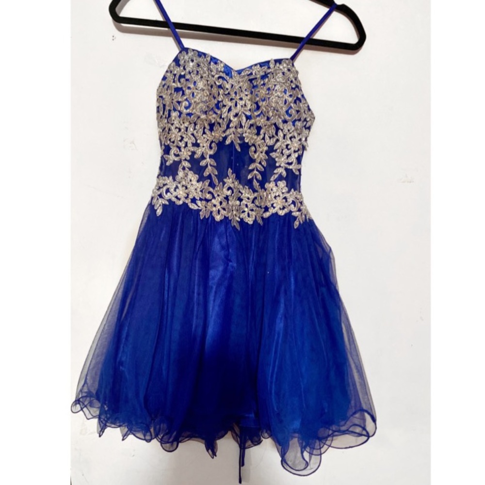 strapless blue prom/formal dress